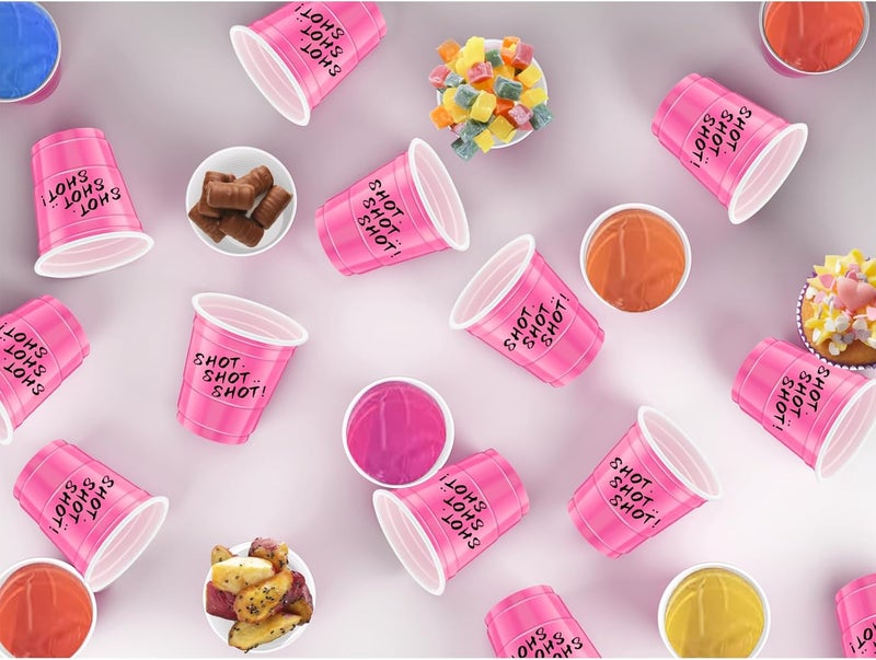 cssopenss 120 pcs Pink Plastic Shot Glasses 2 oz pink shot cups Valentines Day shot glasses disposable for drinking Tastings served Snacks Jello Tastings and Samples - Image 3